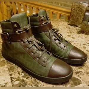 Authentic FENDI Brown Active Logo HighTop Sneakers sz US 11.